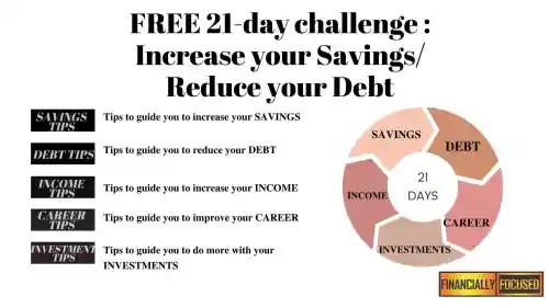 FREE 21 day challenge Increase your Savings Reduce your Debt 1